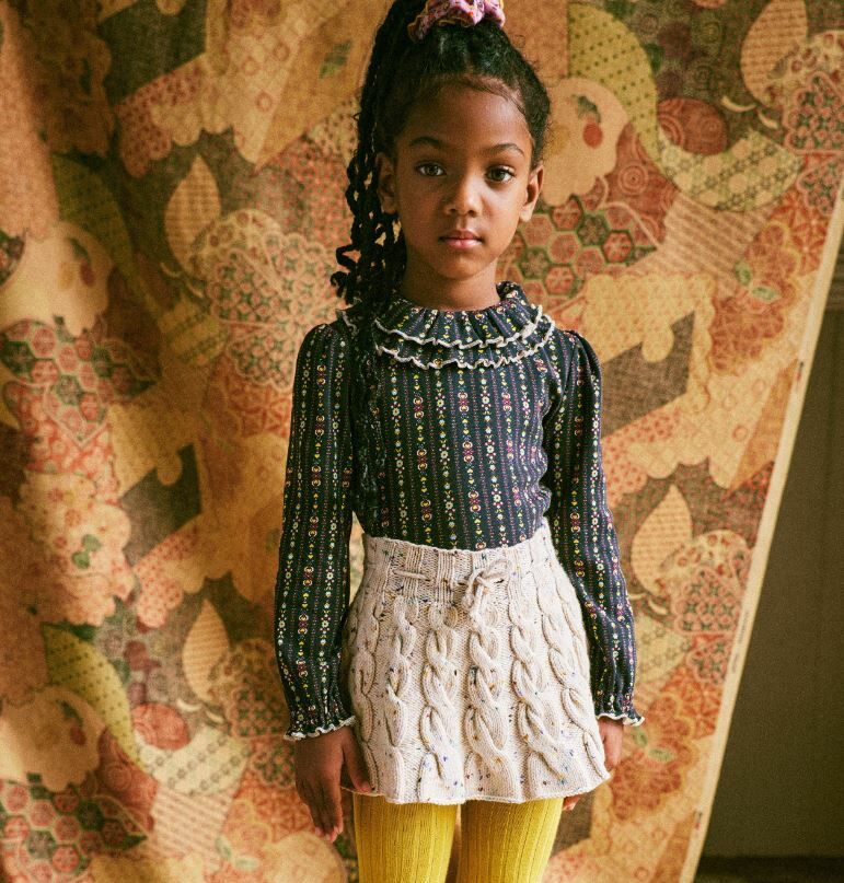 スカート misha&puff cable skating skirt 8y Handknit Merino Wool Cable Skating Skirt - Iris Confetti