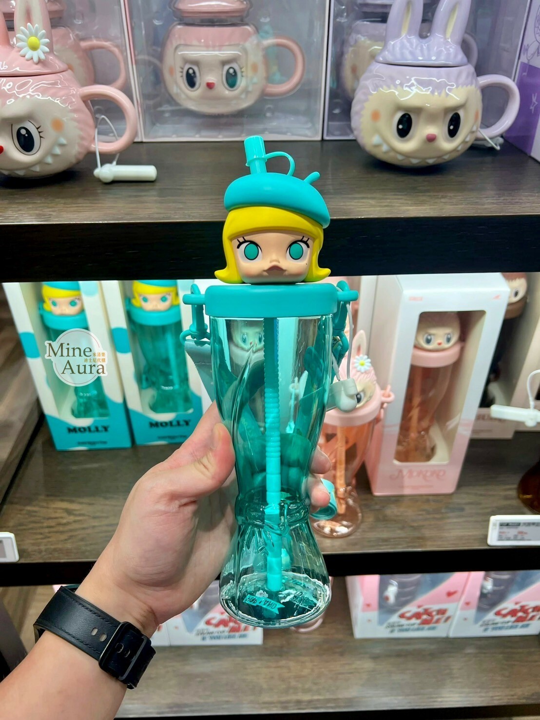 POP MART 泡泡瑪特 Molly 茉莉 大頭造型 吸管 水杯 -泡泡瑪特城市樂園