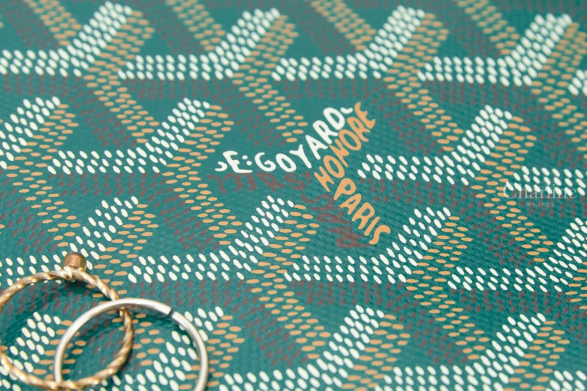 Goyard Voltaire Bag 綠色帆布小牛皮同色提把黃色內裡無拉鍊直立式手提托特包