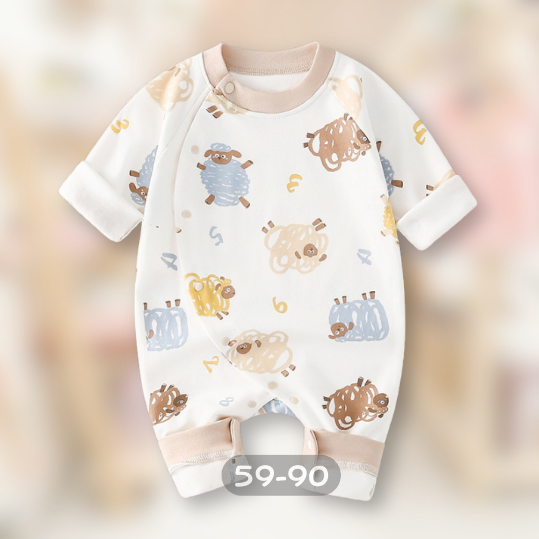 卡其領邊小羊 長袖連身衣