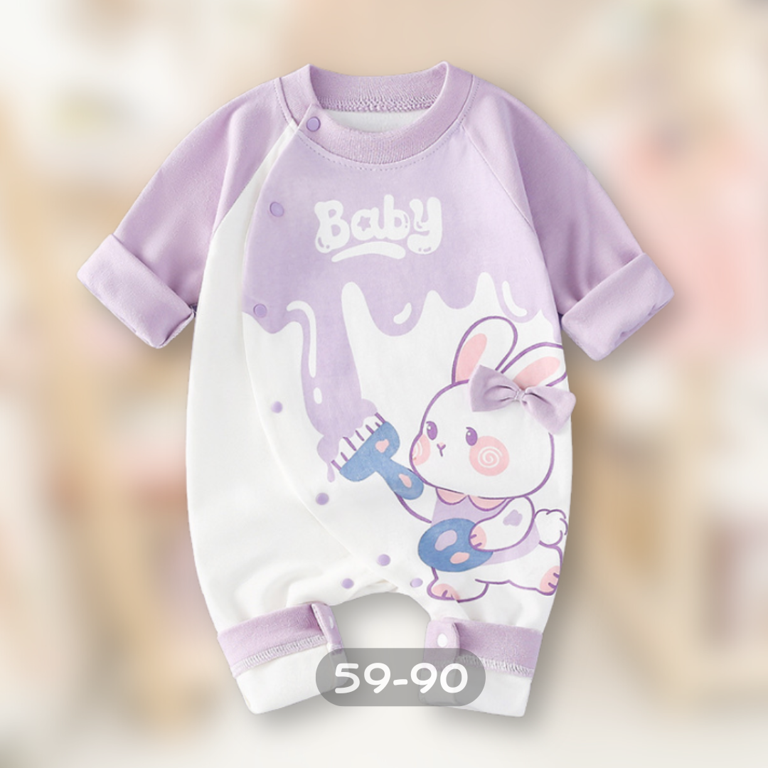 紫色兔兔刷油漆 長袖連身衣