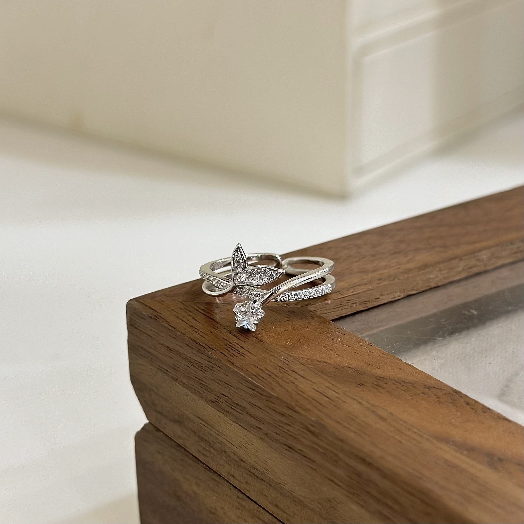 H32【輕奢】交叉魚尾純銀調整戒