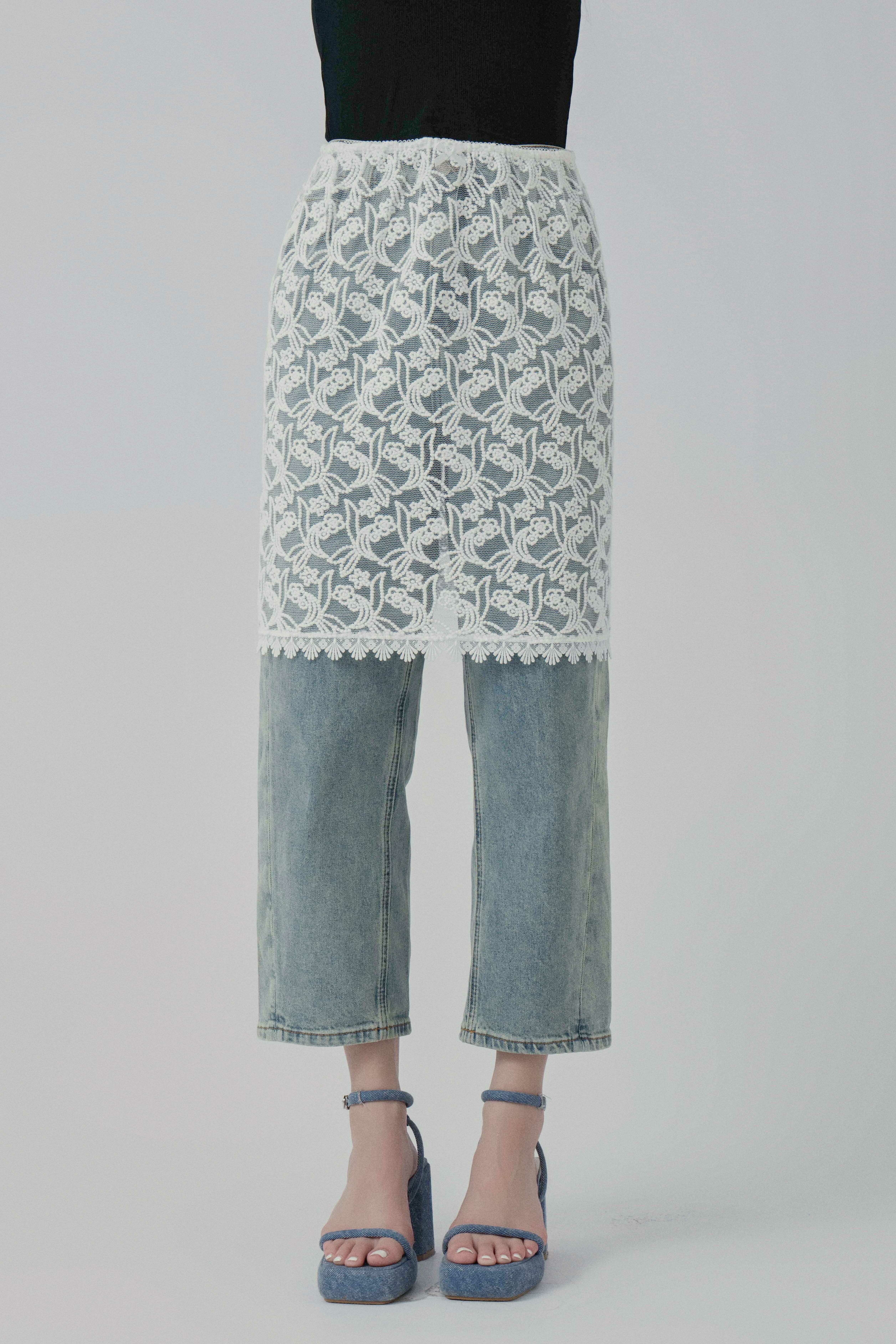 織花網布半截裙（現貨款式）