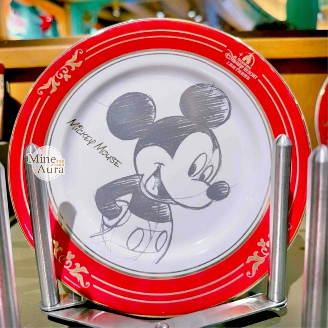 素描風 米奇 Mickey 圖案 陶瓷 餐盤 盤子 -上海迪士尼樂園