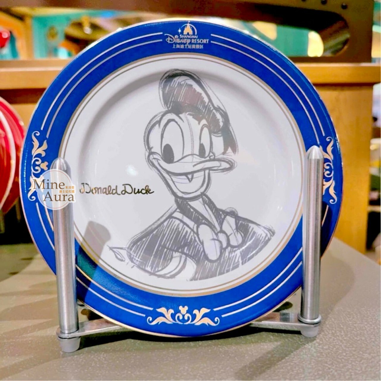 素描風 唐老鴨 Donald 圖案 陶瓷 餐盤 盤子 -上海迪士尼樂園