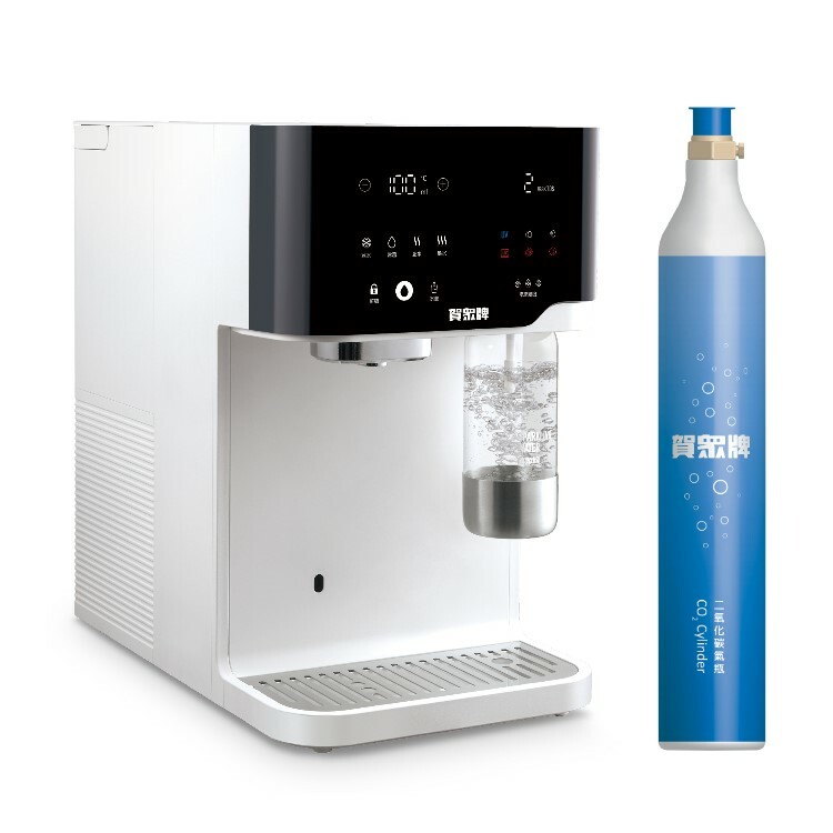 (預購)賀眾牌 跨世代輕盈氣泡飲水機(免安裝/氣泡/冰溫熱/雙UV殺菌/RO)(UR-3602AW-1)加贈專用全新氣瓶一支(RF-251)