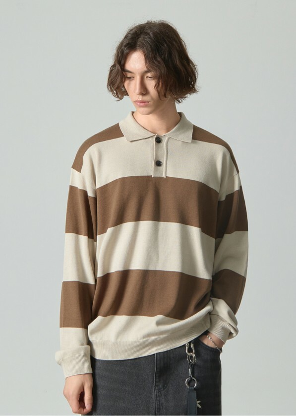 "代購" DIMITRI BLACK 韓國選物 大條紋 Polo 長袖