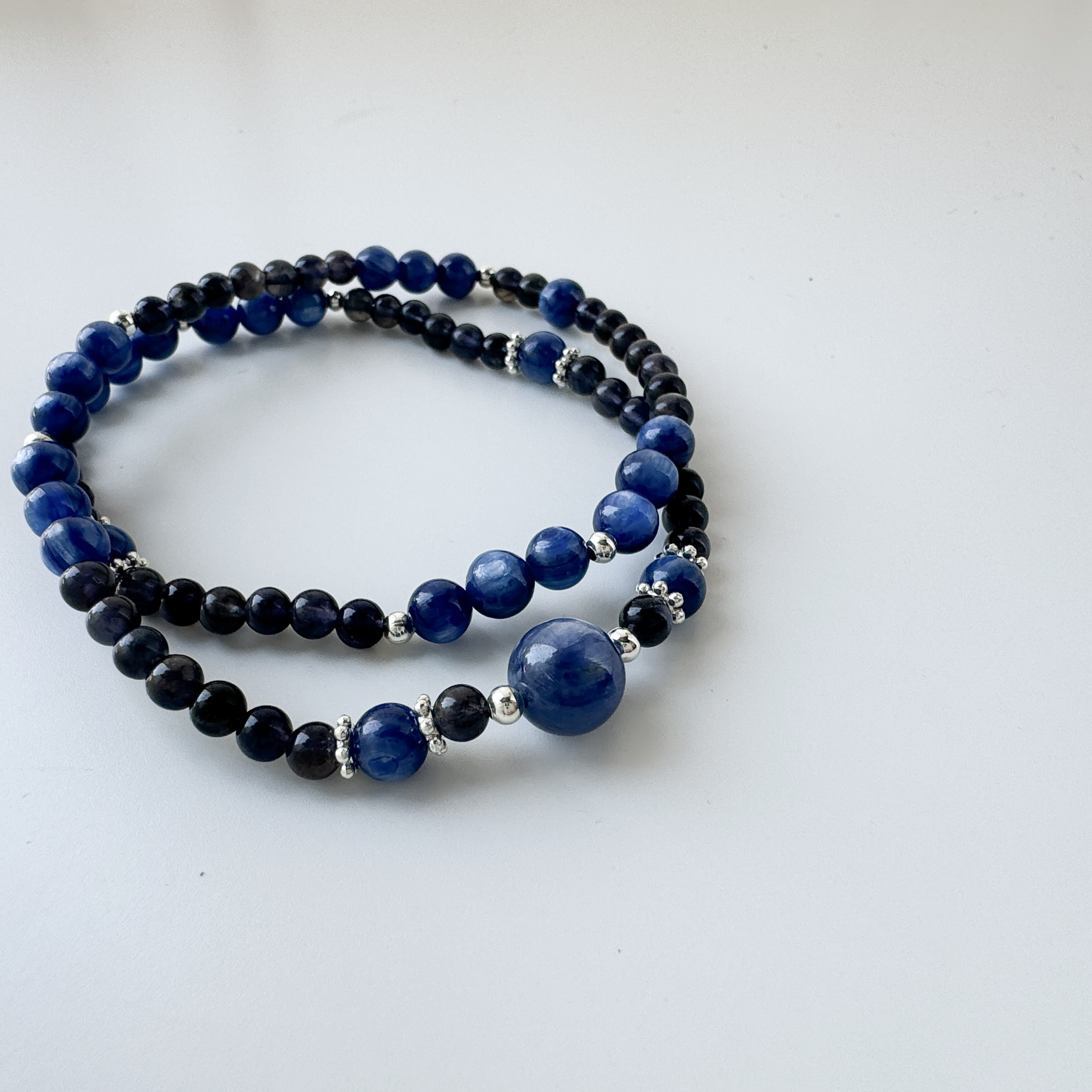 紓壓平靜I 堇青石x 藍晶石雙圈設計款水晶手鍊