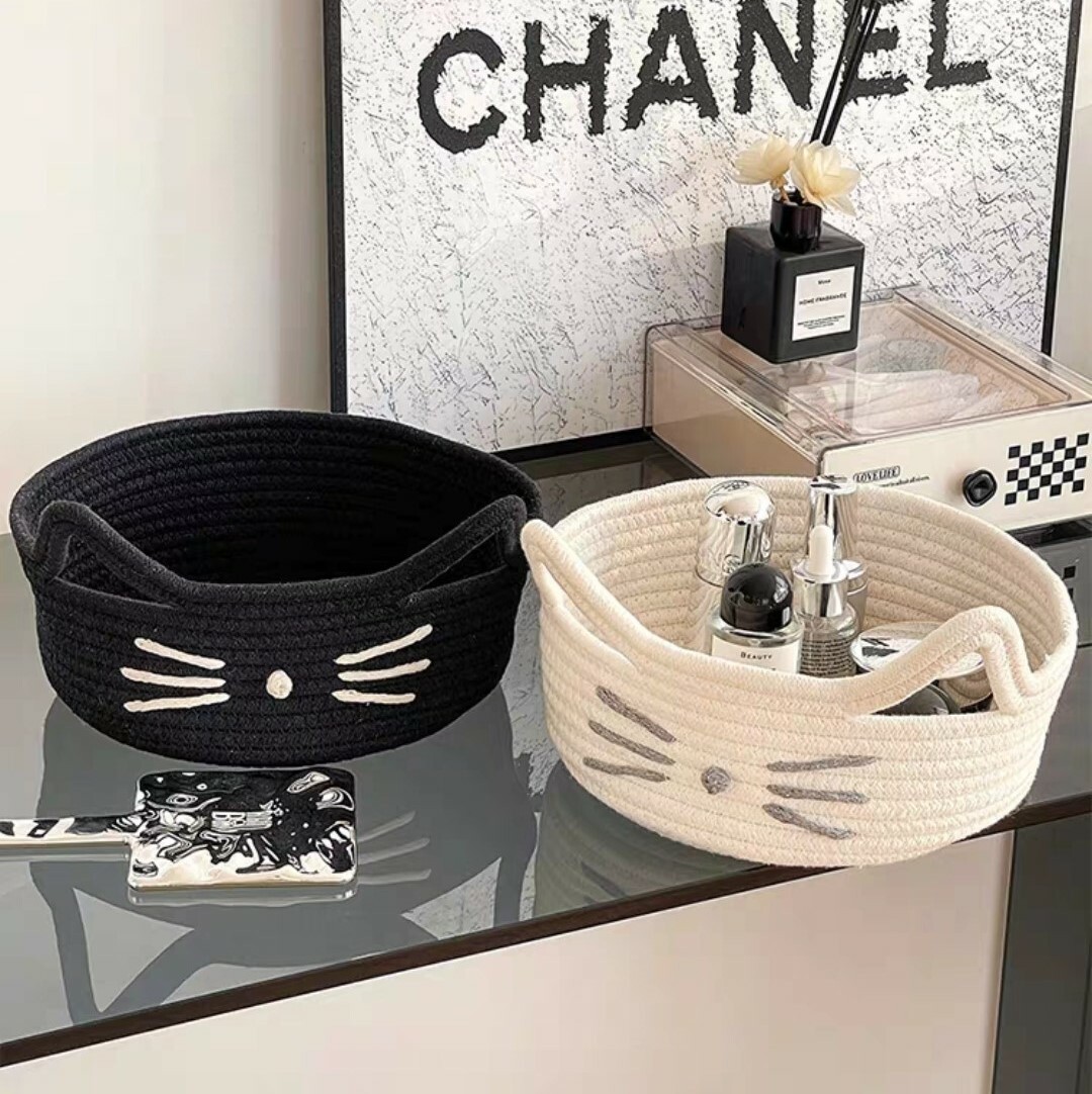 簡約風貓咪造型收納籃