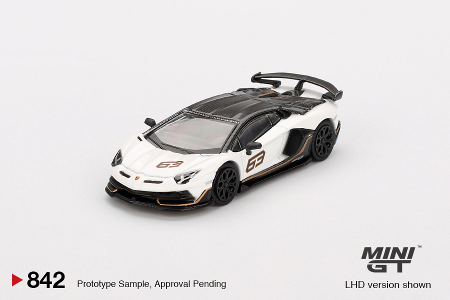 【預訂】Mini GT #842 Lamborghini Aventador SVJ 63  Bianco Asopo