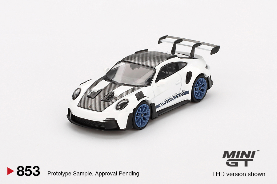 【預訂】Mini GT #853 Porsche 911 (992) GT3 RS Weissach Package White with Indigo Blue