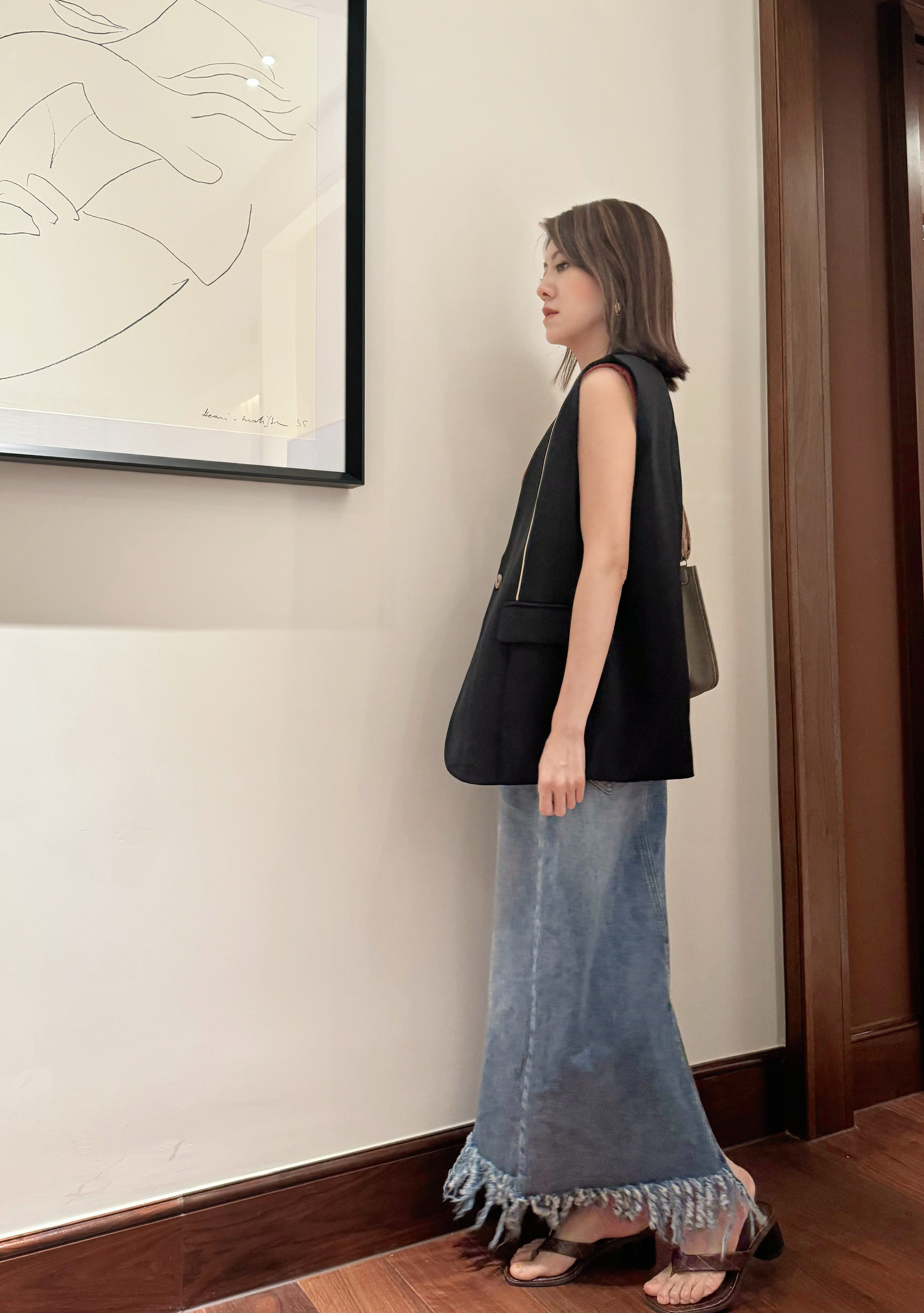 Tassel Denim Midi Skirt_SK249L062