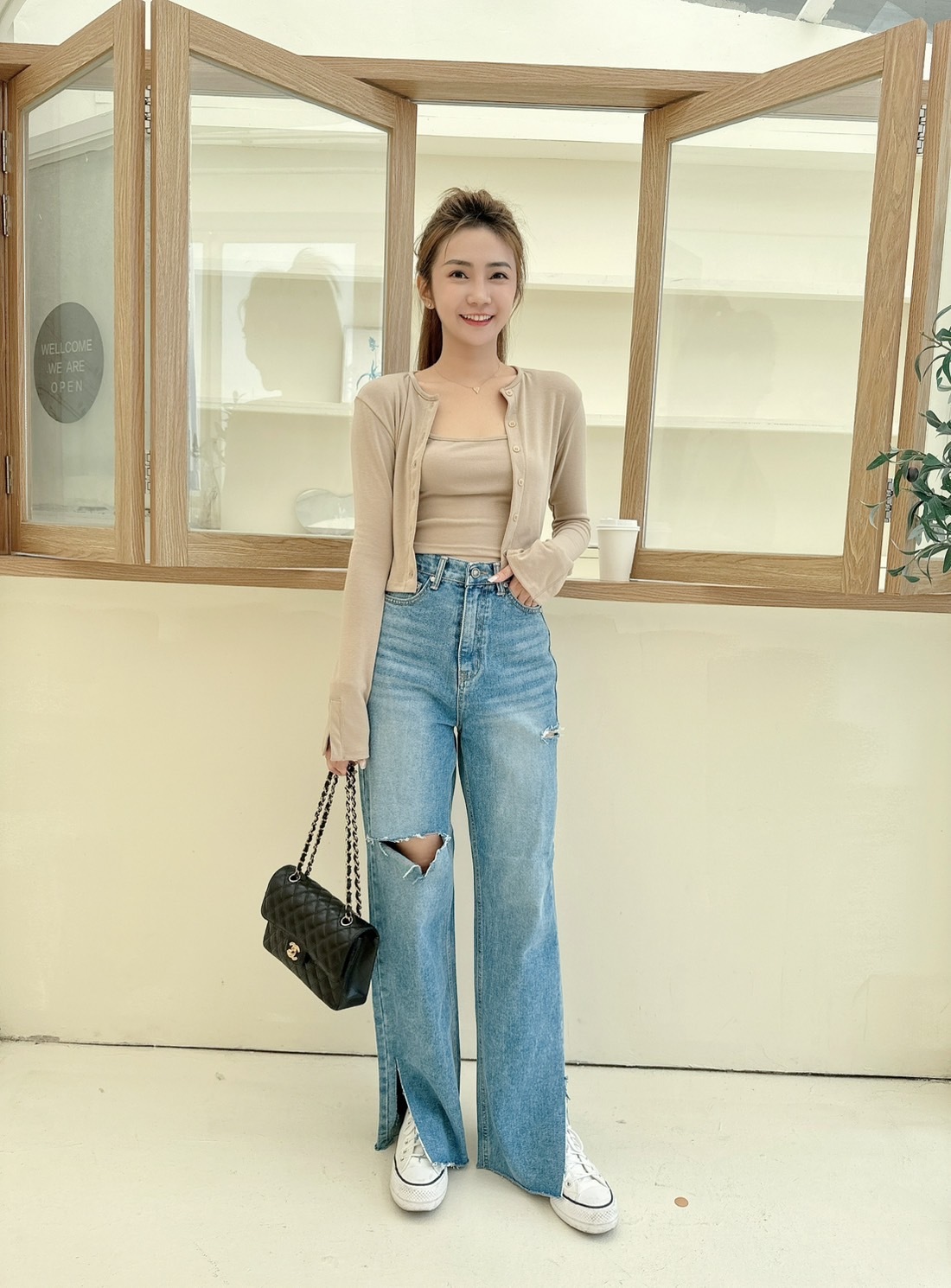 【預購】🍁09.18早秋新品］💛闆娘自留款］🇰🇷正韓超彈棉背心+排釦袖口開叉小外套（奶茶/三色）