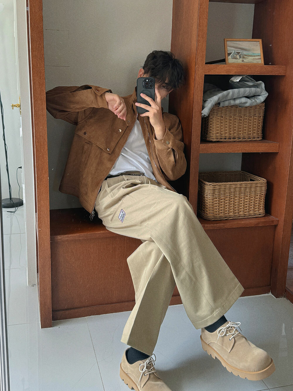 絨面低筒德比鞋