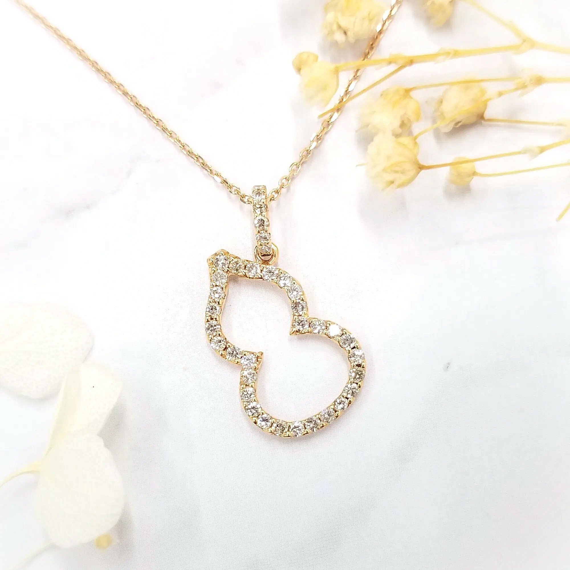 全新18K玫瑰金44份鑽石吊墜