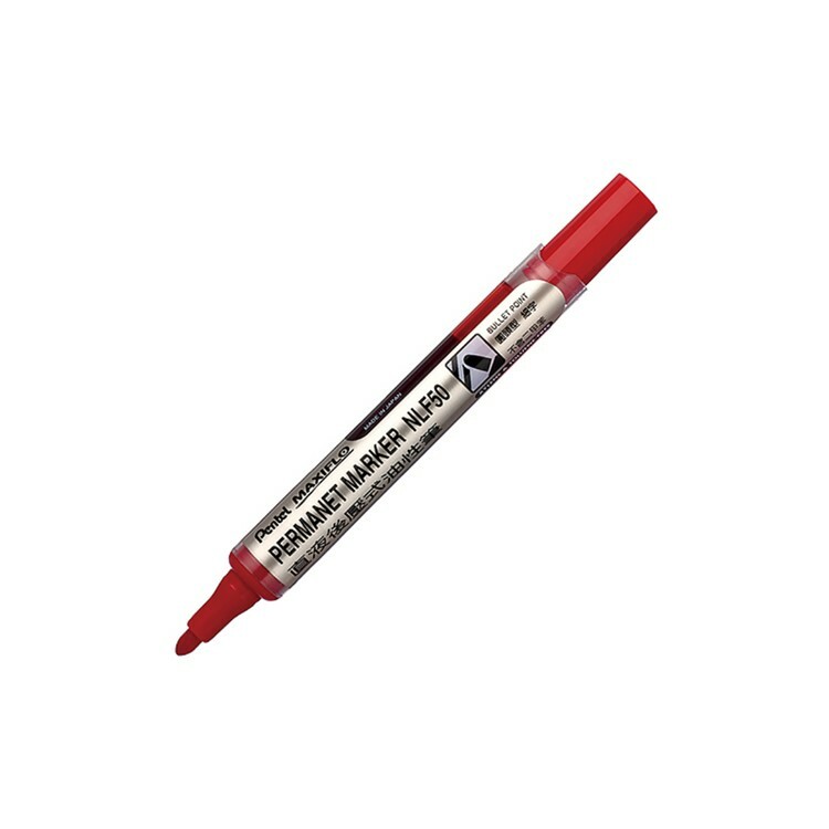 PENTEL 後壓油性筆 圓頭 MAXIFLO NLF50 紅