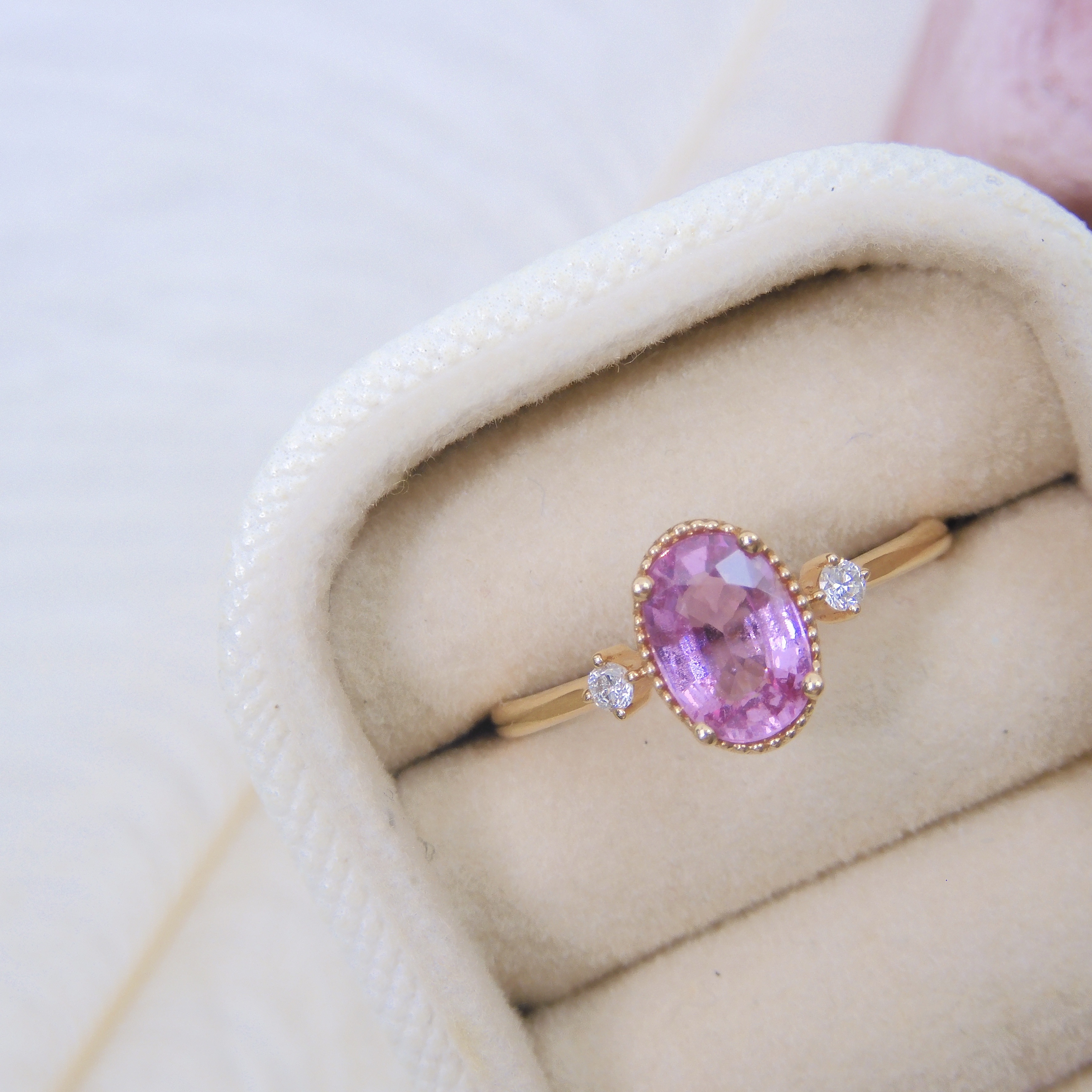 18K金 1.07ct 粉紅藍寶石戒指 (配國際證書)