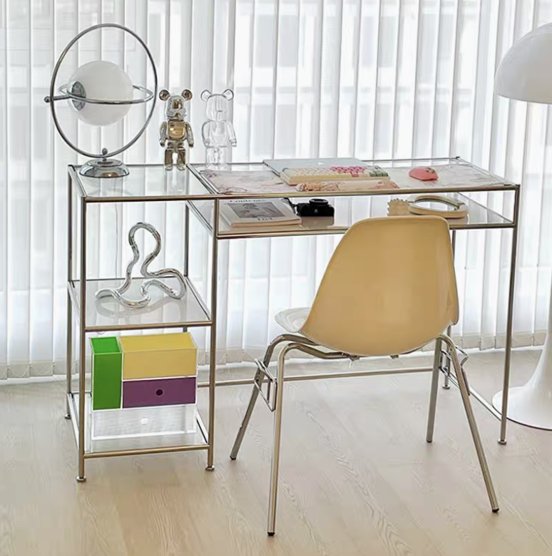 戈普 不銹鋼玻璃電腦桌臥室書桌 (經典款)