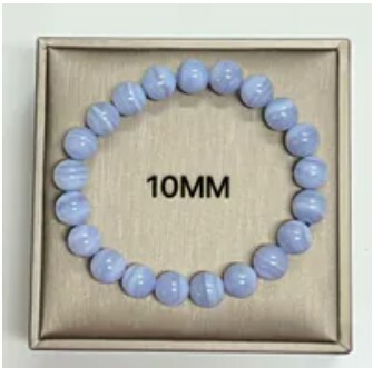 [S] GEMZ & CO ZBA 10MM BLUE LACE AGATE BRACELET, Y97 (Y97)