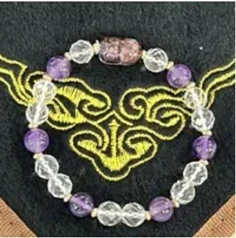 [S] GEMZ & CO ZBA PURPLE PHANTOM PIXIU BRACELET, AMETHYST/CLEAR QUARTZ, Y98 (Y98)