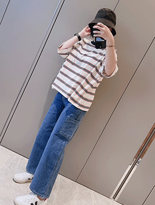 春夏新款/口袋工作牛仔褲