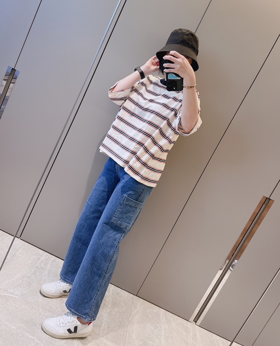 春夏新款/口袋工作牛仔褲