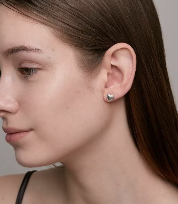 [連線優惠]NOJESS銀色心形耳環（單耳）