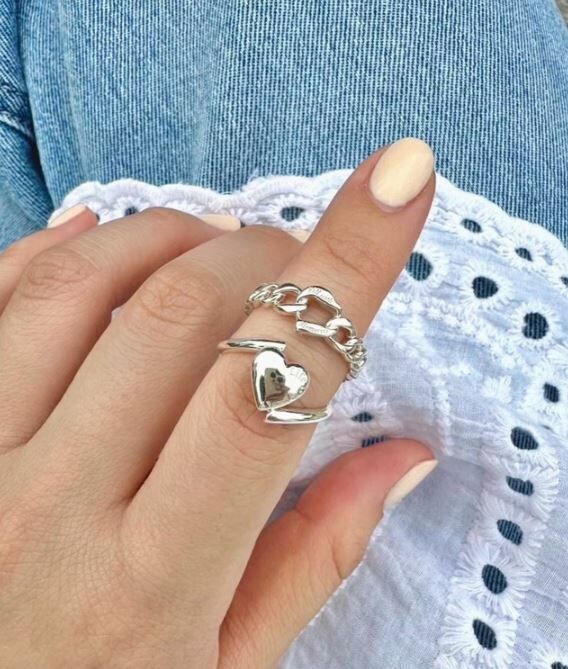 [連線優惠] NOJESS 銀色懷抱愛心造型戒指