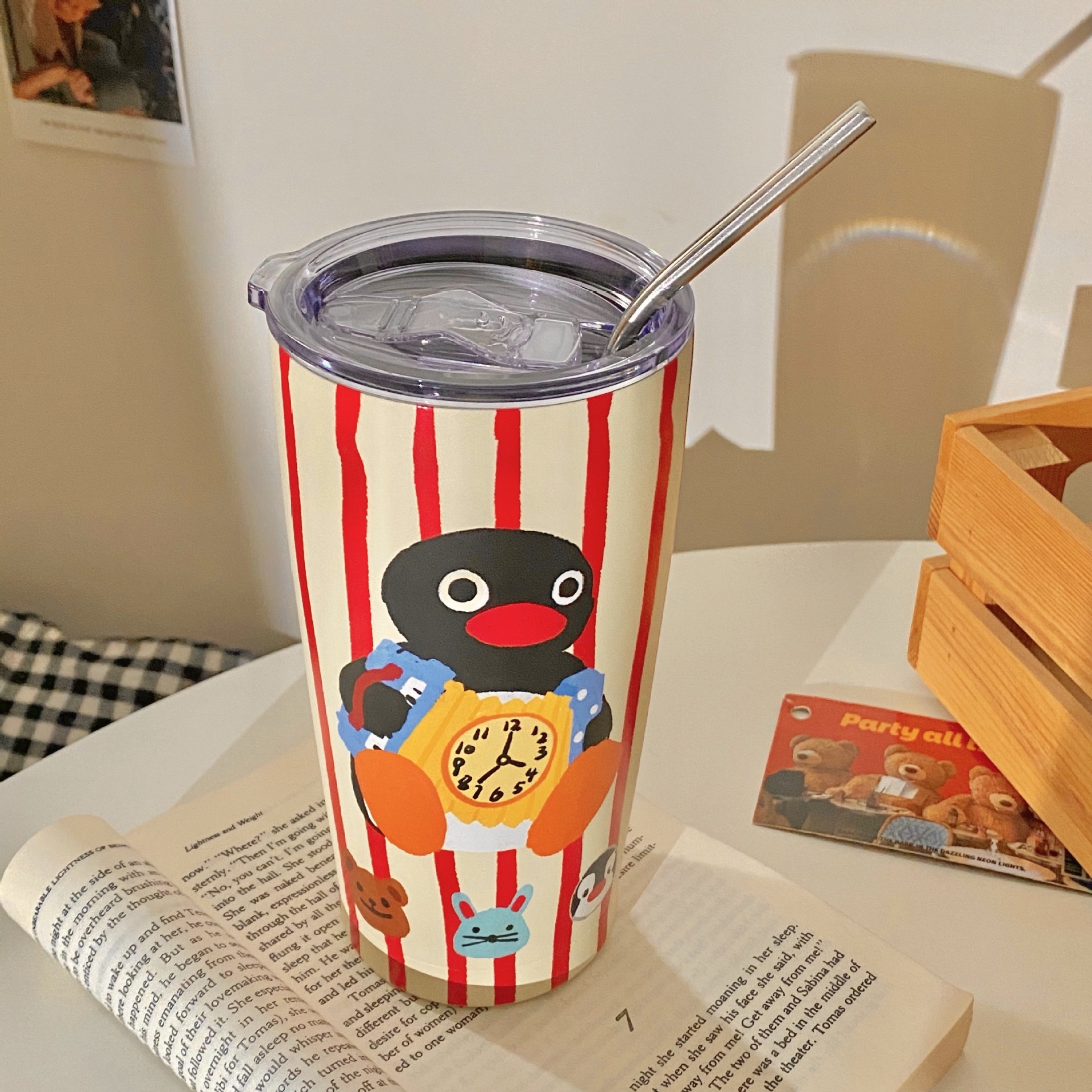 《3326》INS塗鴉款304不銹鋼水杯550ML(不含吸管)