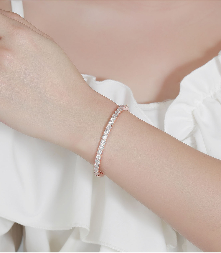 玫瑰金莫桑滿鑽手鐲     B023