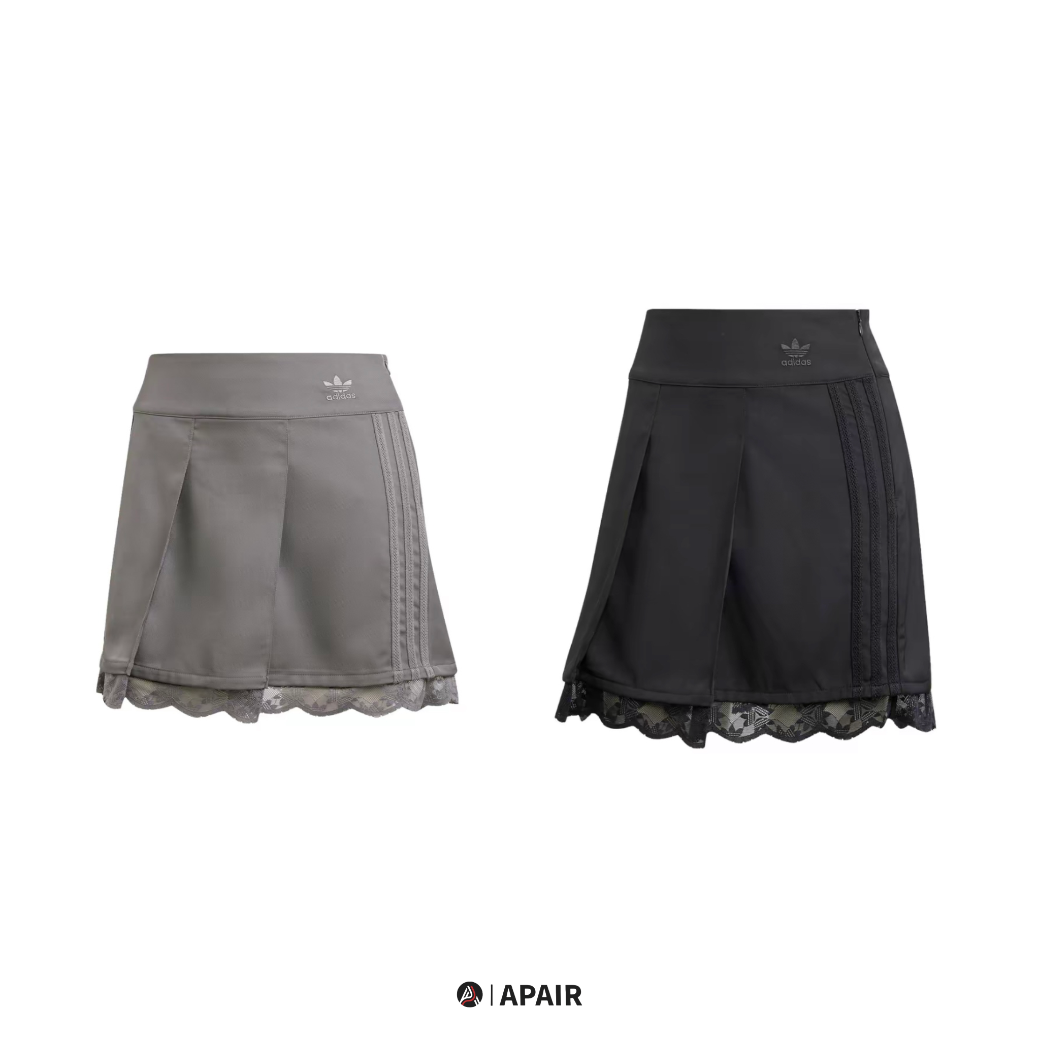 【APAIR】 預購 adidas originals SKIRT 女款 蕾絲拼接百摺短裙  灰/黑 IZ5001 IZ5002