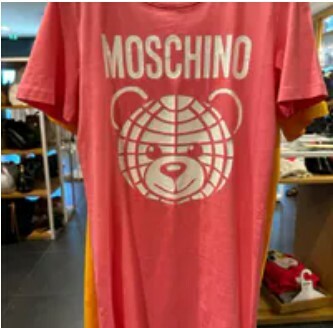 [S] MOSCHINO BIG TEDDY BEAR HEAD PRINT T-SHIRT DRESS,PINK, EV04310541-3205 (SM874)
