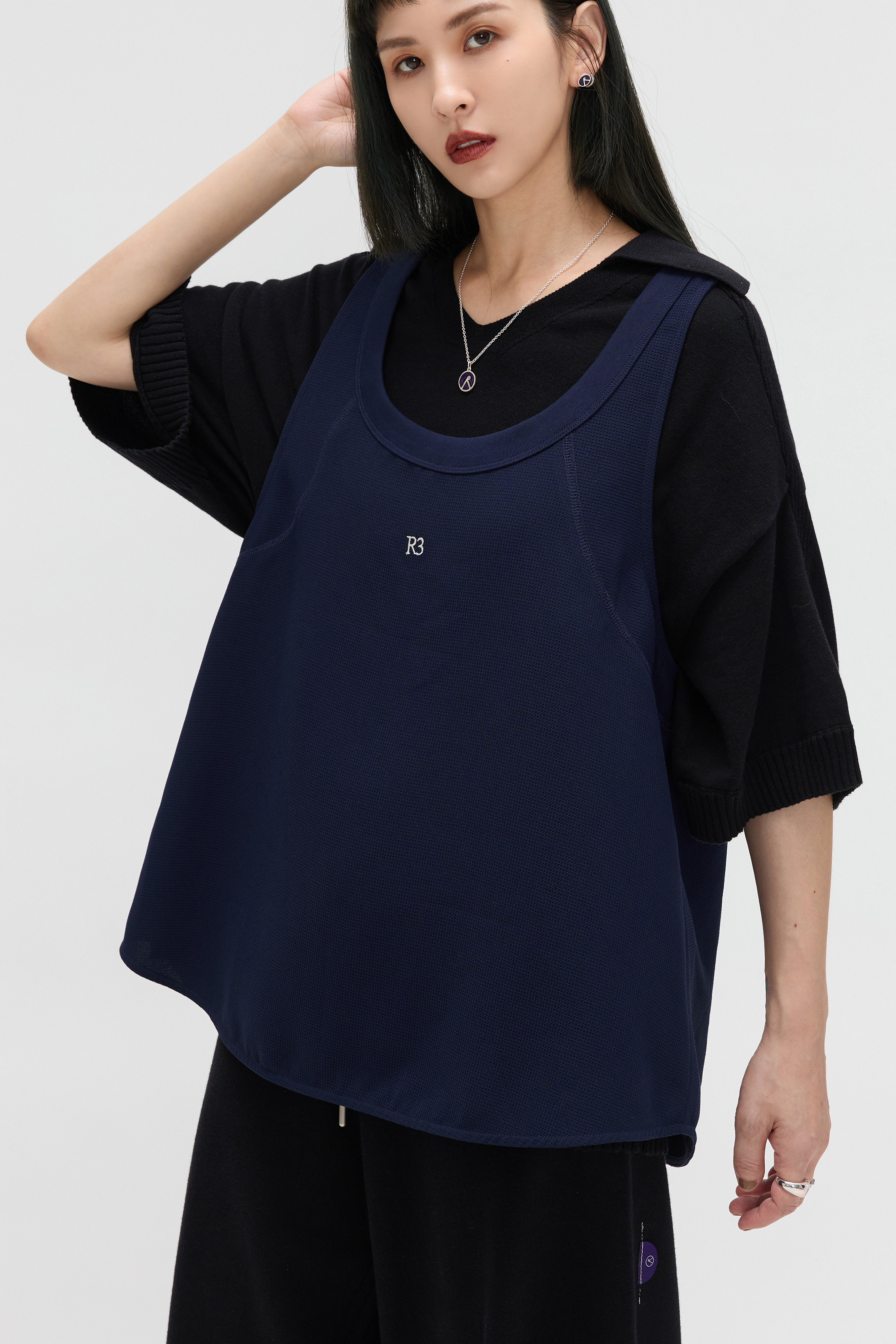 Casual Ribbed Vest｜Reflex Blue