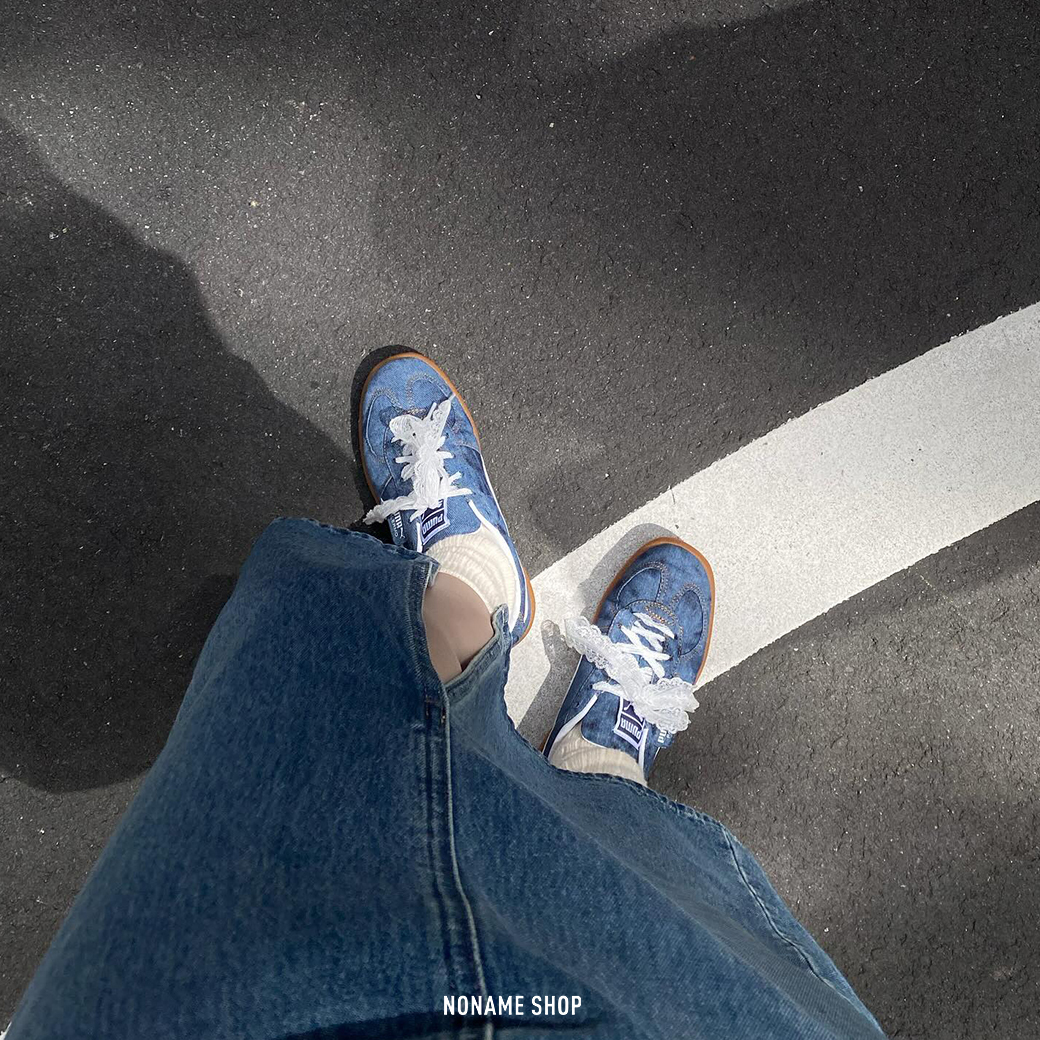 PUMA x ATMOS PINK 聯名 PALERMO DENIM 丹寧 牛仔 焦糖底 蕾絲 休閒鞋 (女款)