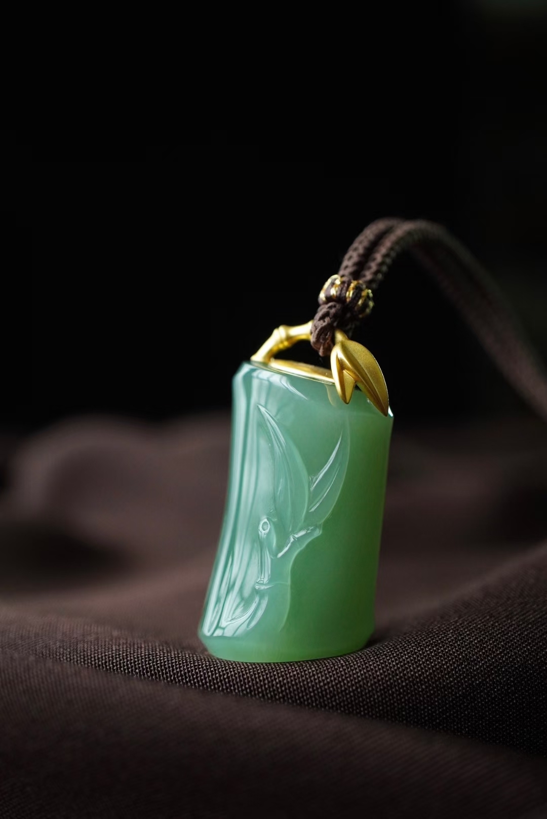 99460 和田玉碧玉冰底粉青“竹報平安”掛件