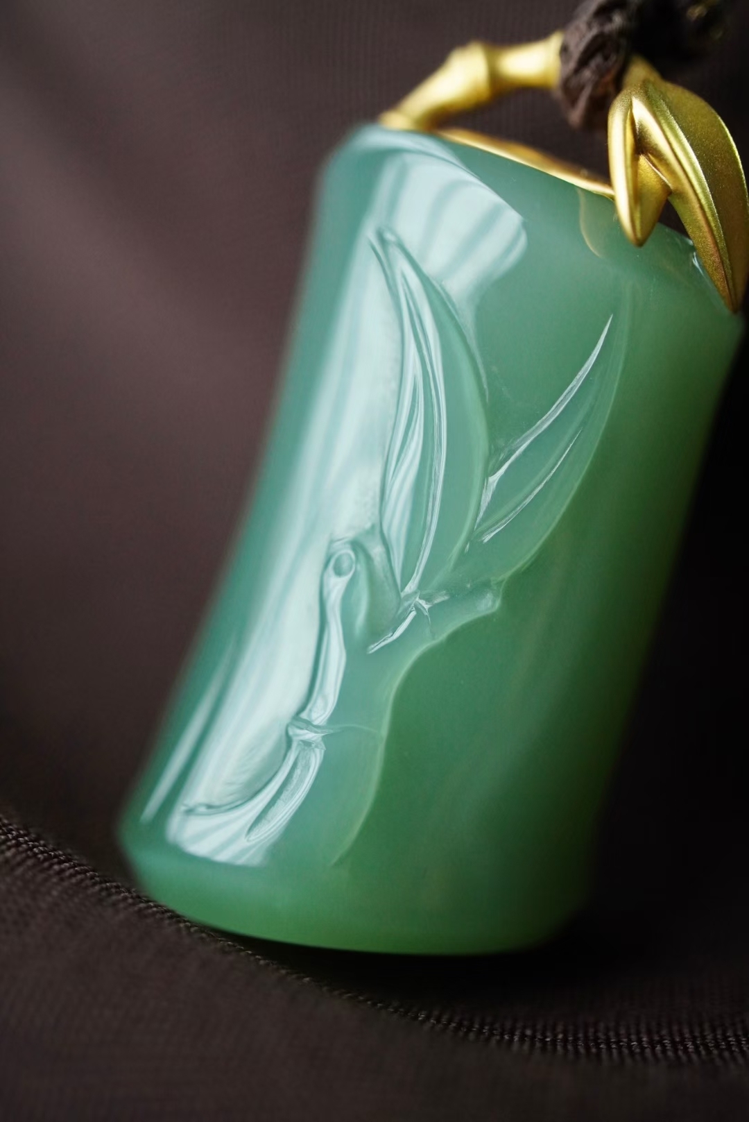 99460 和田玉碧玉冰底粉青“竹報平安”掛件