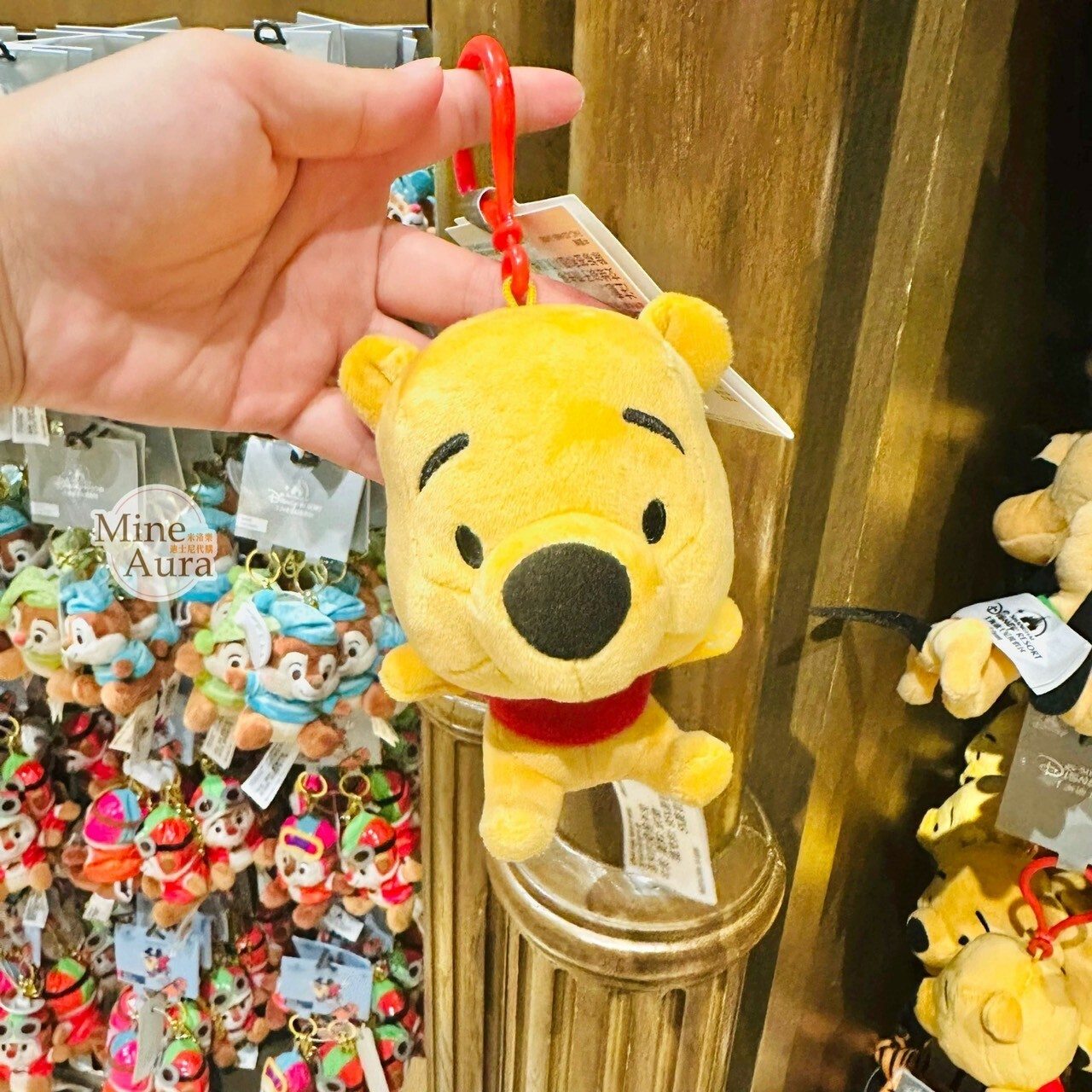 Q版 小熊維尼 Winnie the Pooh 絨毛造型 鑰匙圈 吊飾 -上海迪士尼樂園
