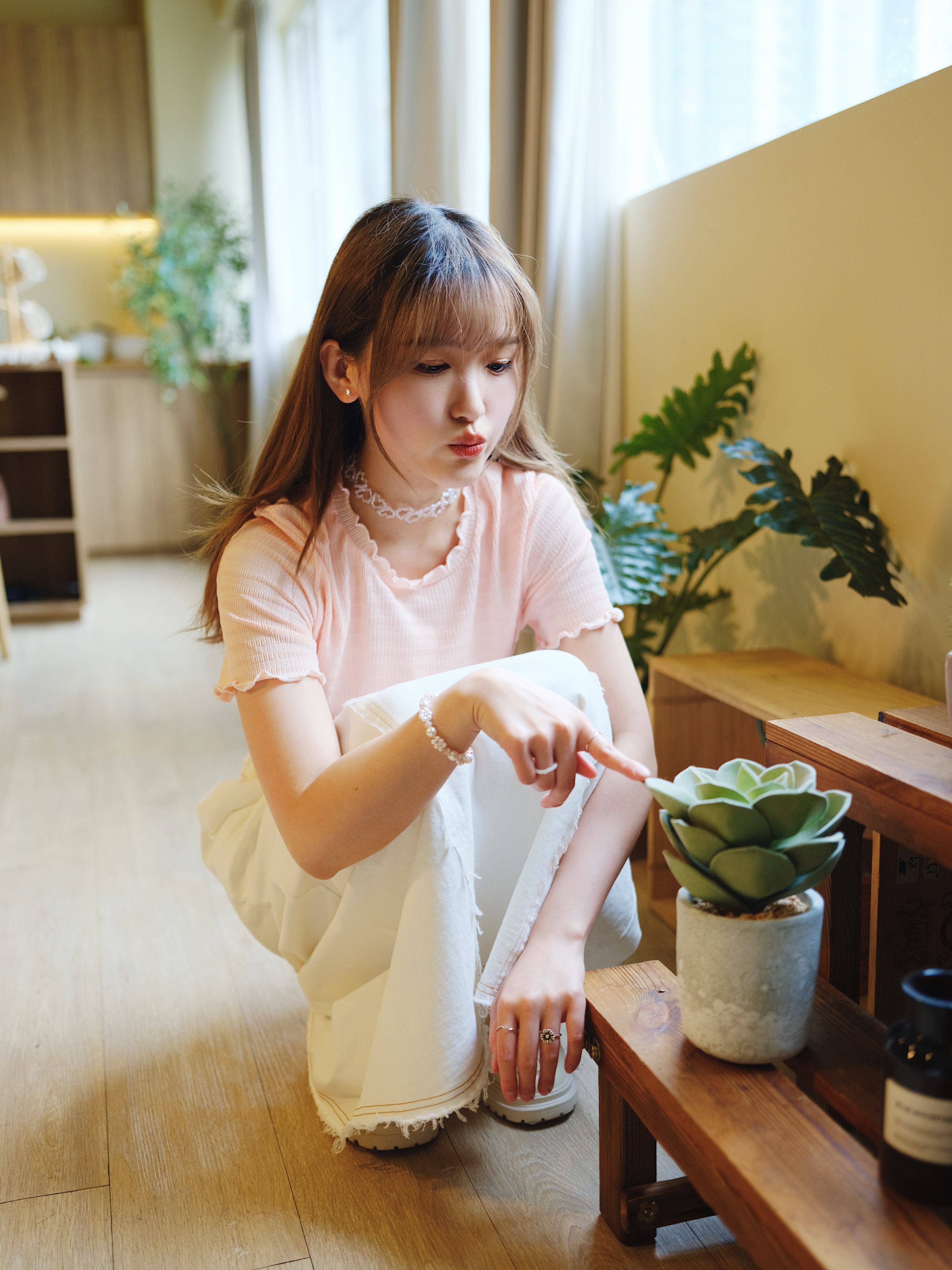 【熱賣！】五色／基本長度壓皺滾邊短袖上衣／Basic Wrinkled Ruffle Tee