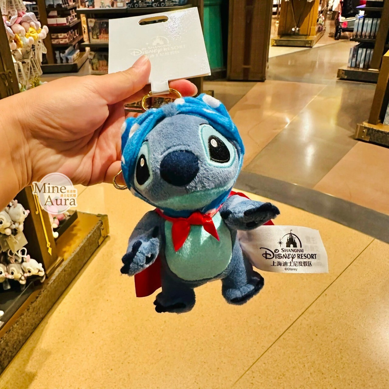 夏日綺夢系列 史迪奇 Stitch 披風造型 絨毛 鑰匙圈 吊飾 星際寶貝 Lilo & Stitch -上海迪士尼樂園