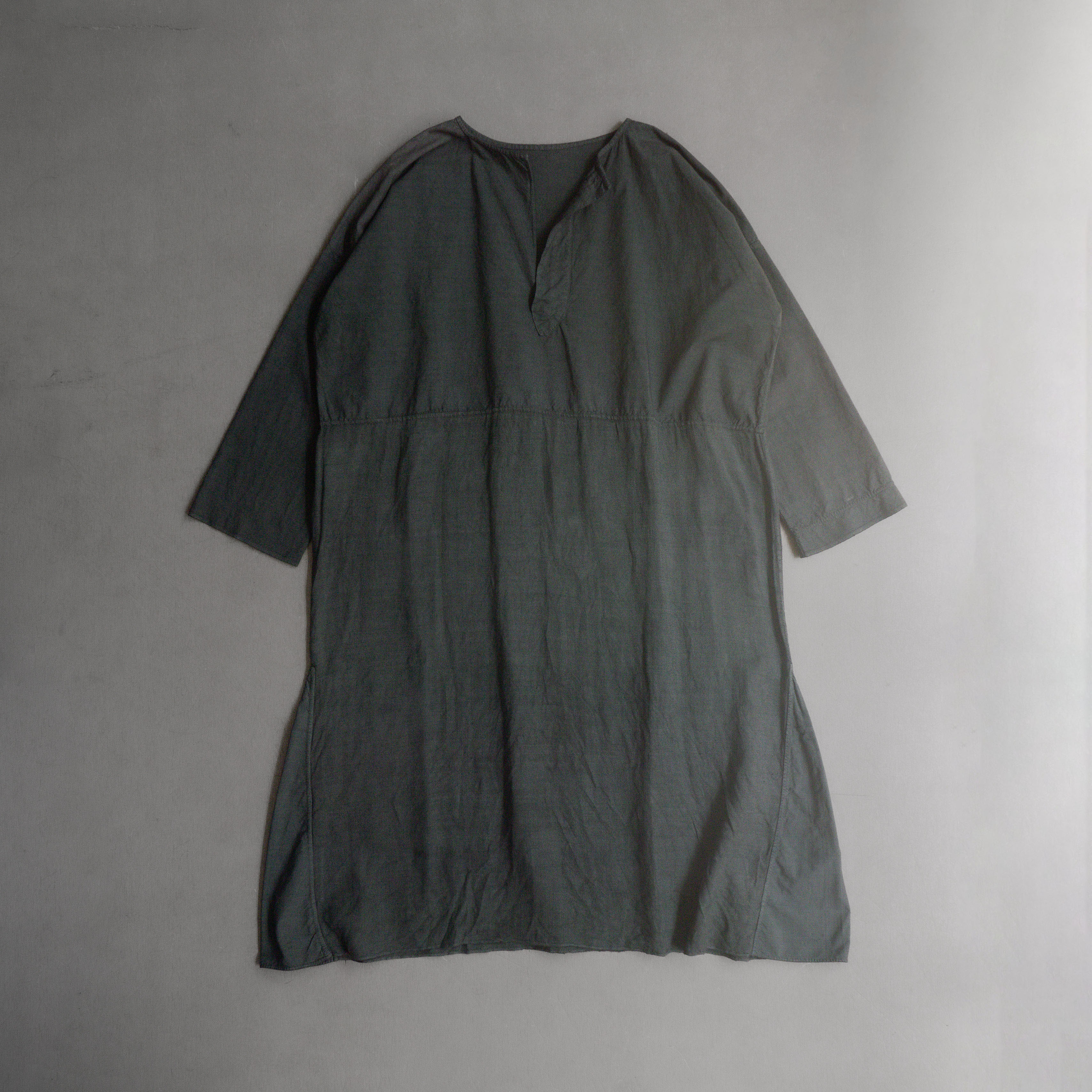 ANTIQUE FRENCH NIGHT DRESS BLACK DYED 法國 後染 睡衣 洋裝 F