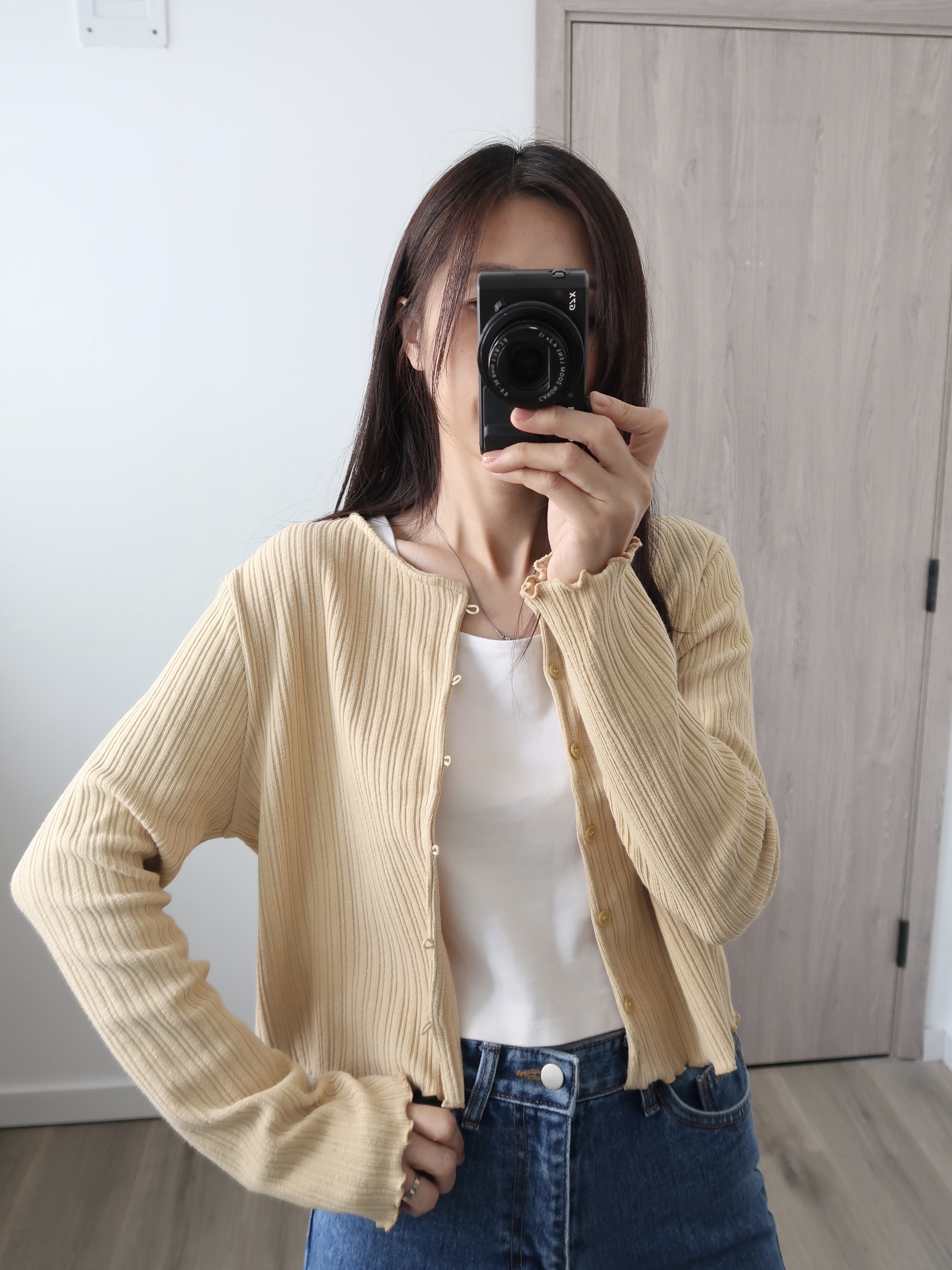 𝑺𝑨𝑳𝑬 三色間直紋彈性荷葉邊外套