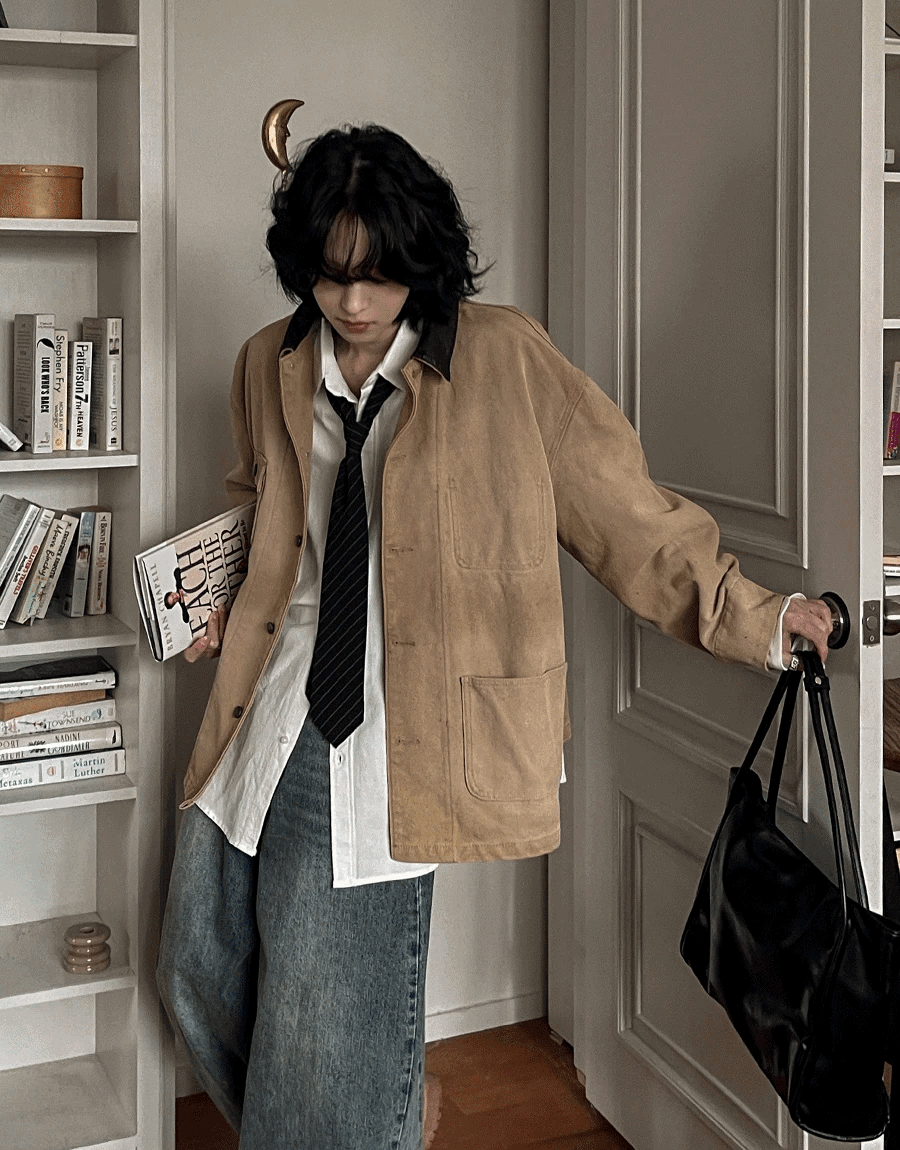 撞色領休閒工裝夾克外套