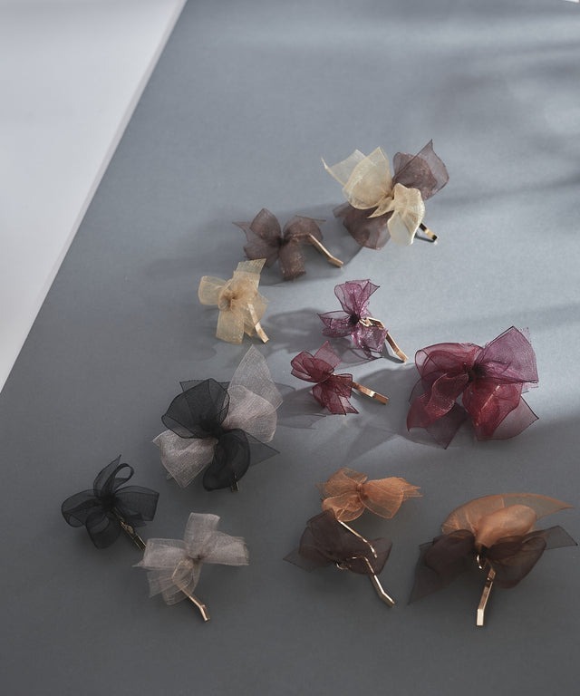 拼色網紗迷你髮圈插