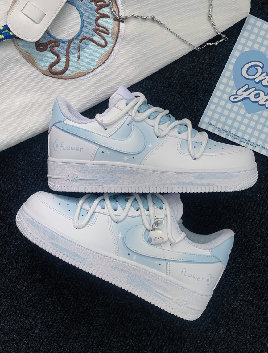 NIKE Air Force 1 Low 海鹽夢幻雲朵 淺色系 寶寶藍 藍色 白藍 DH2920111(Team88-海鹽夢幻雲朵-BOX)