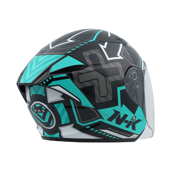 NHK S1GP PRO 復仇之速 (Revenge Speed) 亮面黑湖水綠 彩繪 3/4罩式 透氣 內墨片