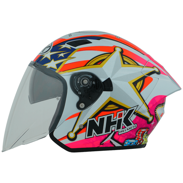 NHK S1GP PRO AL21#7 美國站 (Alonso Lopez) 亮面星光白 選手彩繪 3/4罩式 透氣 內墨片