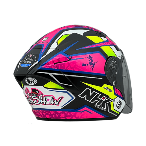 NHK S1GP PRO AL21#6 (Alonso Lopez) 亮面黑粉 選手彩繪 3/4罩式 透氣 內墨片