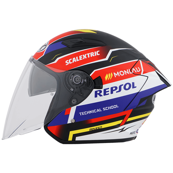 NHK S1GP PRO 力豹仕#2 (M. Repsol) 亮面黑紅 彩繪 3/4罩式 透氣 內墨片