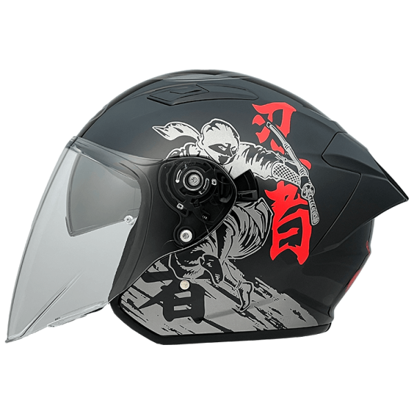 NHK S1GP PRO 忍者 (Ninja) 亮面黑銀紅 彩繪 3/4罩式 透氣 內墨片