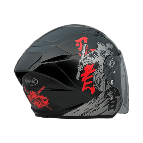 NHK S1GP PRO 忍者 (Ninja) 亮面黑銀紅 彩繪 3/4罩式 透氣 內墨片